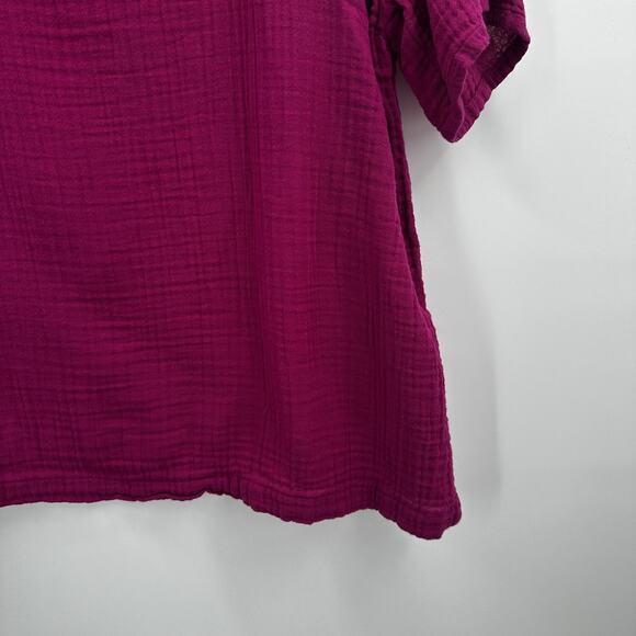 Eileen Fisher Shirt Womens Large Pink Organic Cotton Texture Gauze Boxy Top - Picture 3 of 9